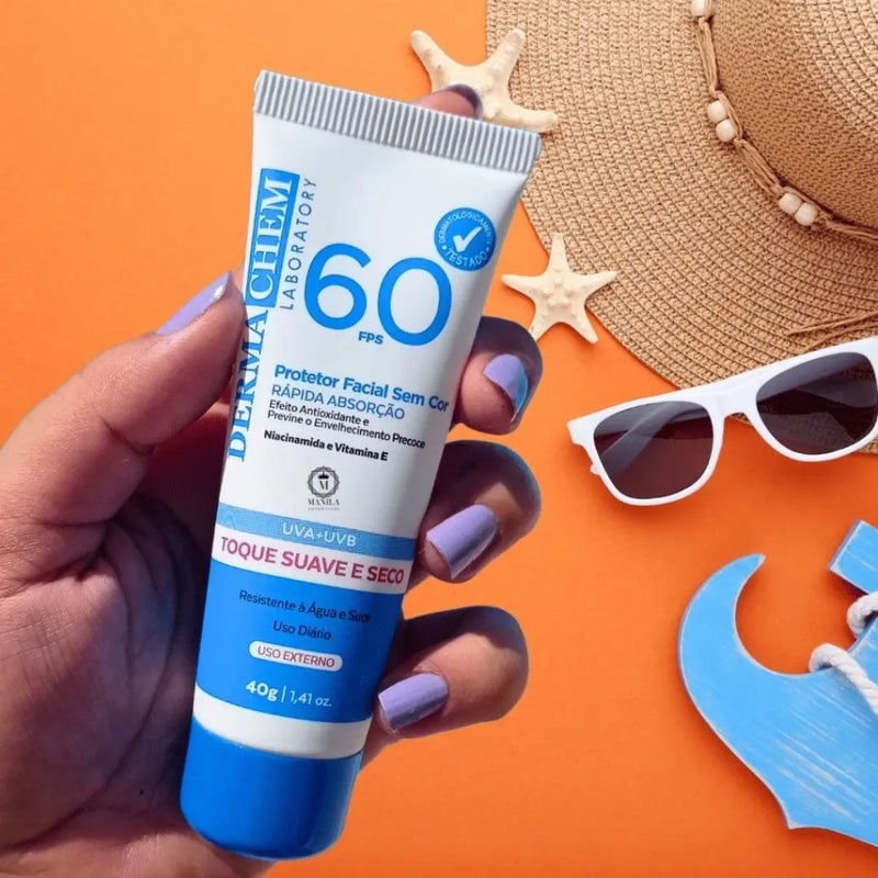 Protetor Solar Facial SPF 60 - Dermachem Color-Free Prom™